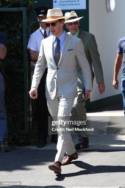 Benedict Cumberbatch arrives at Wimbledon Tennis for Men's Final Day on July 15, 2018 in London, England.