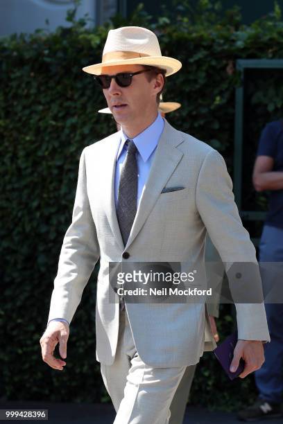 Benedict Cumberbatch arrives at Wimbledon Tennis for Men's Final Day on July 15, 2018 in London, England.
