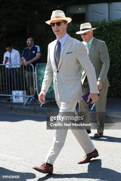 Benedict Cumberbatch arrives at Wimbledon Tennis for Men's Final Day on July 15, 2018 in London, England.