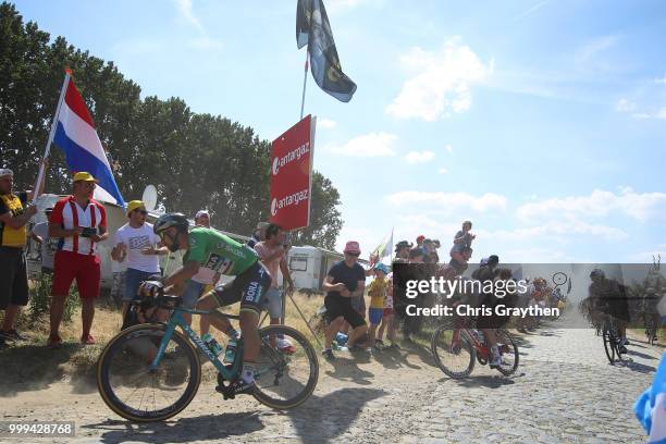 Peter Sagan of Slovakia and Team Bora Hansgrohe Green Sprint Jersey / Cysoing A Bourghelles Sector 4 / Cobbles / Pave / during the 105th Tour de...