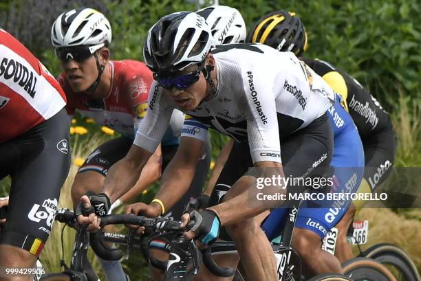 Great Britain's Christopher Froome rides during the ninth stage of the 105th edition of the Tour de France cycling race between Arras and Roubaix,...