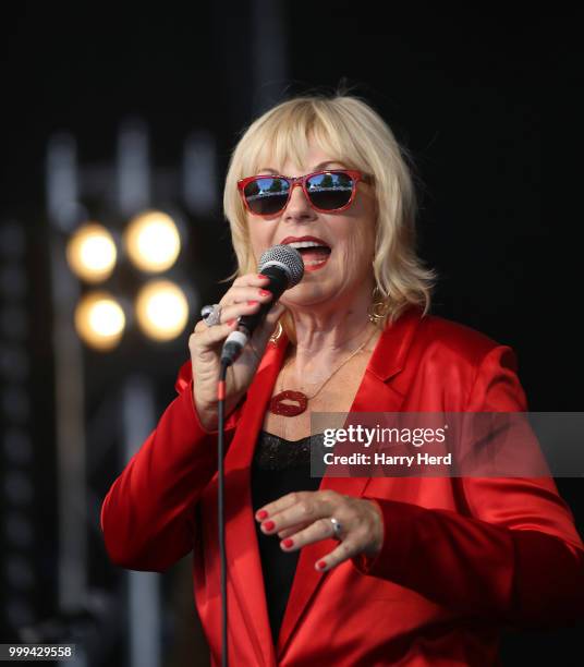 Mari Wilson of Mari Wilson & The New Wilsations Performs at Cornbury Festival at Great Tew Park on July 15, 2018 in Oxford, England.