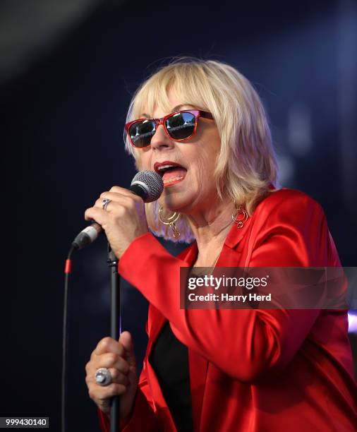 Mari Wilson of Mari Wilson & The New Wilsations Performs at Cornbury Festival at Great Tew Park on July 15, 2018 in Oxford, England.