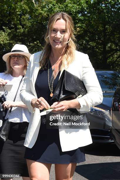 Kate Winslet arrives at Wimbledon Tennis for Men's Final Day on July 15, 2018 in London, England.