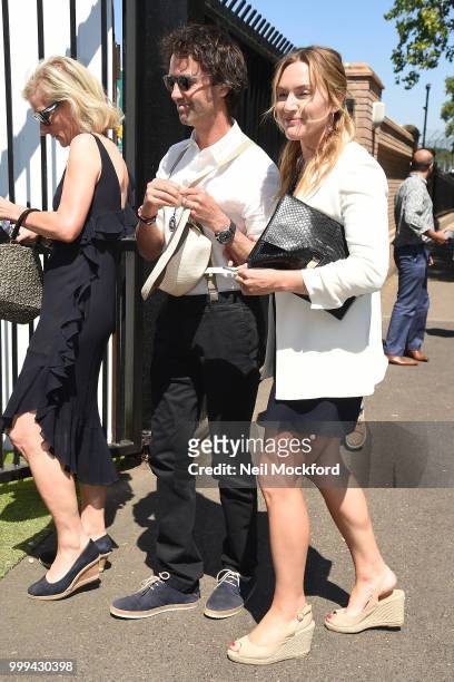 Kate Winslet and Ned Rocknroll arrive at Wimbledon Tennis for Men's Final Day on July 15, 2018 in London, England.