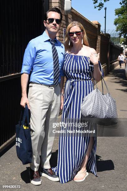 Jimmy Carr arrive at Wimbledon Tennis for Men's Final Day on July 15, 2018 in London, England.