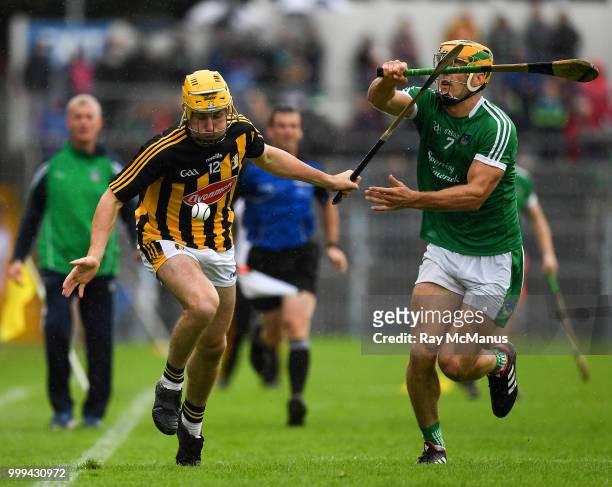 Thurles , Ireland - 15 July 2018; Richie Leahy of Kilkenny in action against Dan Morrissey of Limerick during the GAA Hurling All-Ireland Senior...