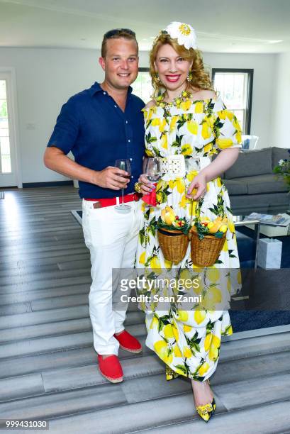Justin Concannon and Leyla Zeloutskaya attend Roric Tobin Hosts 'A Pop Of Color,' Celebrating Justin Concannon's Birthday And The Completion Of...