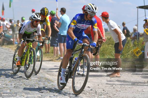 Julian Alaphilippe of France and Team Quick-Step Floors / Mark Cavendish of Great Britain and Team Dimension Data / Cobbles / Pave / during the 105th...