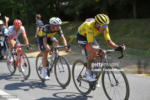 Greg Van Avermaet of Belgium and BMC Racing Team Yellow Leader Jersey / John Degenkolb of Germany and Team Trek Segafredo / Yves Lampaert of Belgium...