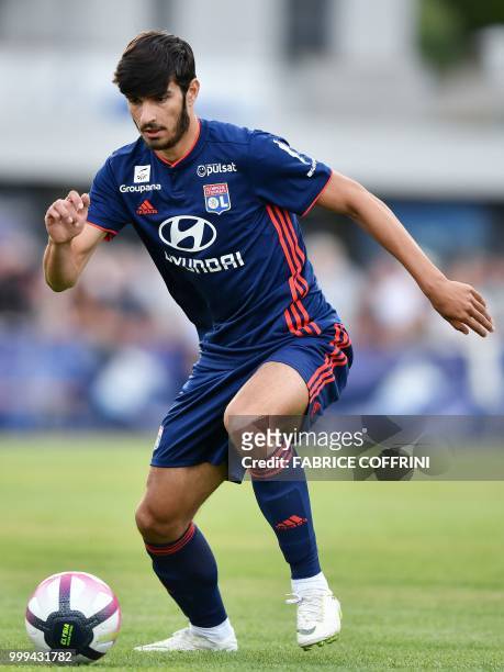 Lyon's French forward Martin Terrier controls the ball during the friendly football match between FC Sion and Olympique Lyonnais on July 13, 2018 at...