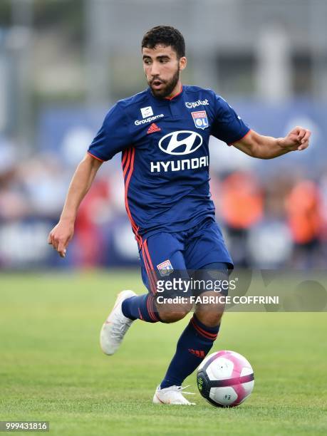 Lyon's French forward Yassin Fekir during the friendly football match between FC Sion and Olympique Lyonnais on July 13, 2018 at the St. Germain...
