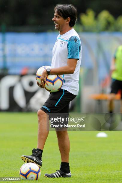 Lazio head coach Simone Inzaghi during the SS Lazio pre-season training camp on July 15, 2018 in Auronzo di Cadore nearBelluno, Italy.