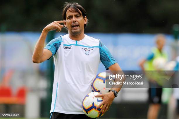 Lazio head coach Simone Inzaghi during the SS Lazio pre-season training camp on July 15, 2018 in Auronzo di Cadore nearBelluno, Italy.