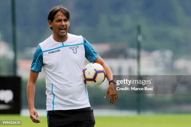 Lazio head coach Simone Inzaghi during the SS Lazio pre-season training camp on July 15, 2018 in Auronzo di Cadore nearBelluno, Italy.