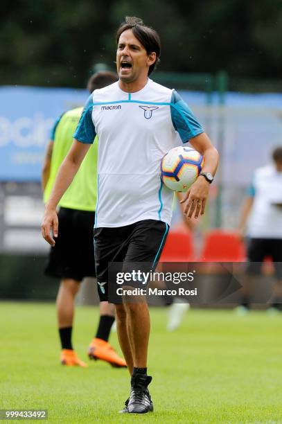 Lazio head coach Simone Inzaghi during the SS Lazio pre-season training camp on July 15, 2018 in Auronzo di Cadore nearBelluno, Italy.