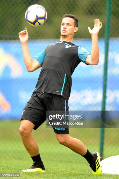 Luiz Felipe Ramos of SS Lazio in action during the SS Lazio pre-season training camp on July 15, 2018 in Auronzo di Cadore nearBelluno, Italy.