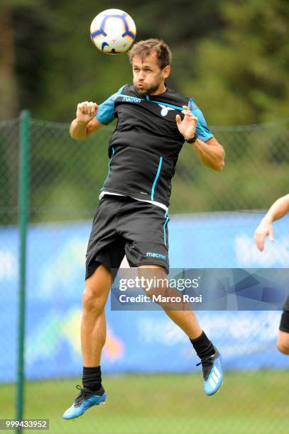 Senad Lulic of SS Lazio in action during the SS Lazio pre-season training camp on July 15, 2018 in Auronzo di Cadore nearBelluno, Italy.