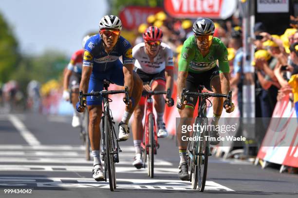 Arrival / Philippe Gilbert of Belgium and Team Quick-Step Floors / Peter Sagan of Slovakia and Team Bora Hansgrohe Green Sprint Jersey / during the...