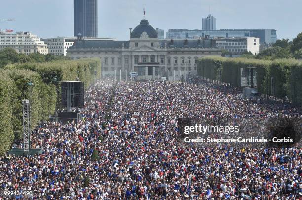 General view of the Fan Zone before the World Cup Final, France against Croatia, at the Champs de Mars on July 15, 2018 in Paris, France.