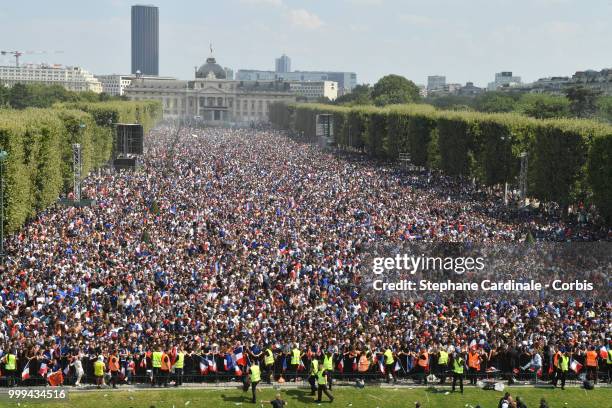 General view of the Fan Zone before the World Cup Final, France against Croatia, at the Champs de Mars on July 15, 2018 in Paris, France.