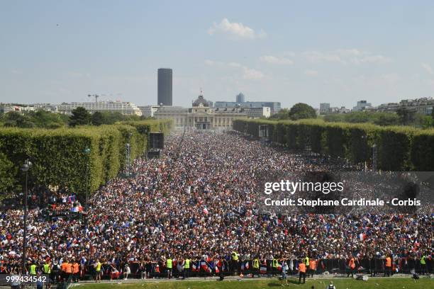 General view of the Fan Zone before the World Cup Final, France against Croatia, at the Champs de Mars on July 15, 2018 in Paris, France.