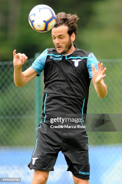 Marco Parolo of SS Lazio in action during the SS Lazio pre-season training camp on July 15, 2018 in Auronzo di Cadore nearBelluno, Italy.