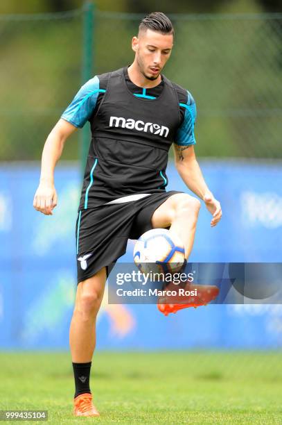 Mattia Sprocati of SS Lazio in action during the SS Lazio pre-season training camp on July 15, 2018 in Auronzo di Cadore nearBelluno, Italy.