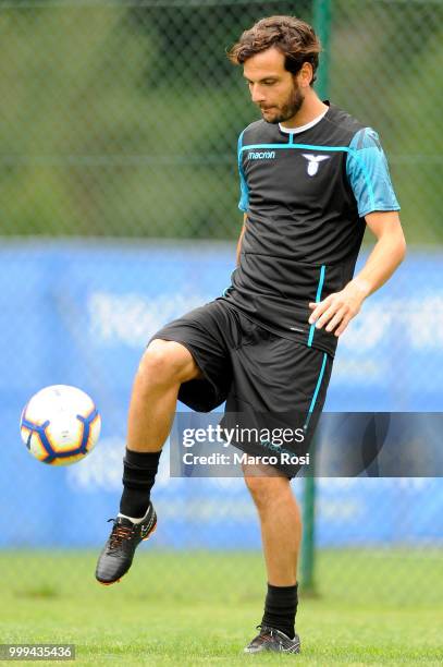 Marco Parolo of SS Lazio in action during the SS Lazio pre-season training camp on July 15, 2018 in Auronzo di Cadore nearBelluno, Italy.