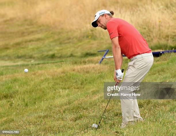 Marcel Siem of Germany plays out of the rough on hole one during day four of the Aberdeen Standard Investments Scottish Open at Gullane Golf Course...