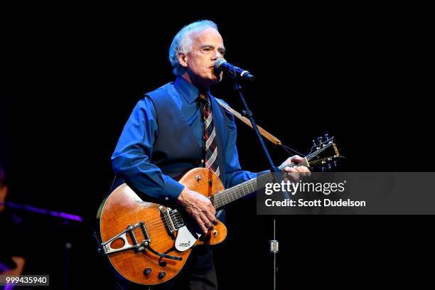 Singer Bob Cowsill of the classic pop-rock band The Cowsills performs onstage during the Happy Together tour at Saban Theatre on July 14, 2018 in...