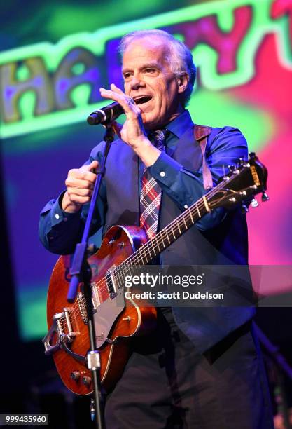 Singer Bob Cowsill of the classic pop-rock band The Cowsills performs onstage during the Happy Together tour at Saban Theatre on July 14, 2018 in...