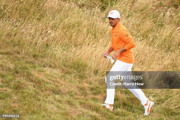 Rickie Fowler of USA walks into the rough on hole one during day four of the Aberdeen Standard Investments Scottish Open at Gullane Golf Course on...