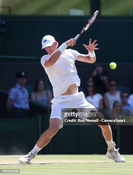 Kevin Anderson during his match against Novak Djokovic in the Final of the Gentlemen's Singles at All England Lawn Tennis and Croquet Club on July...