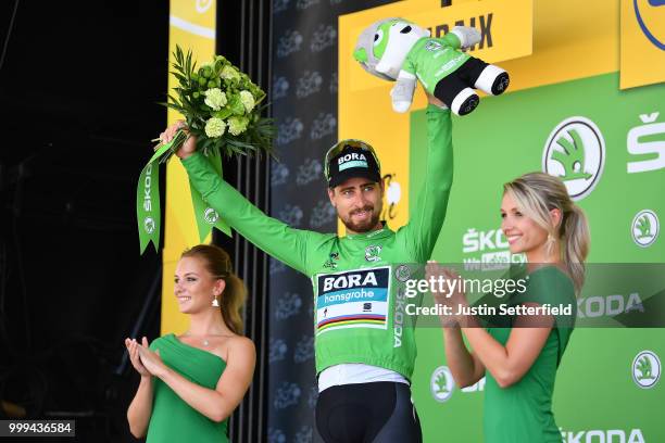 Podium / Peter Sagan of Slovakia and Team Bora Hansgrohe Green Sprint Jersey / Celebration / during the 105th Tour de France 2018, Stage 9 a 156,5...