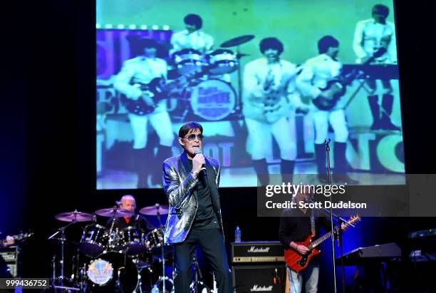 Singer Mark Lindsay, former singer of the classic garage rock band Paul Revere and the Raiders, performs onstage during the Happy Together tour at...