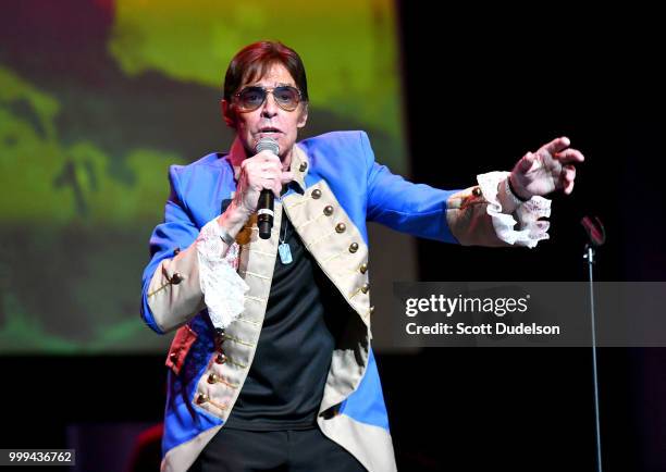 Singer Mark Lindsay, former singer of the classic garage rock band Paul Revere and the Raiders, performs onstage during the Happy Together tour at...
