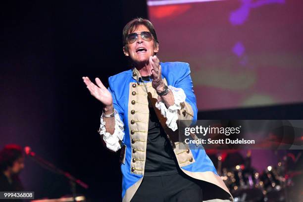 Singer Mark Lindsay, former singer of the classic garage rock band Paul Revere and the Raiders, performs onstage during the Happy Together tour at...