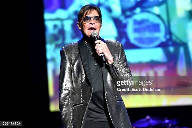Singer Mark Lindsay, former singer of the classic garage rock band Paul Revere and the Raiders, performs onstage during the Happy Together tour at...