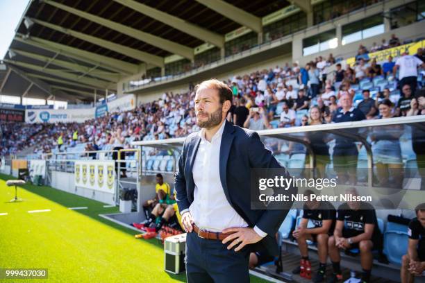 Andreas Alm, head coach of BK Hacken during the Allsvenskan match between IFK Norrkoping and BK Hacken at Ostgotaporten on July 15, 2018 in...