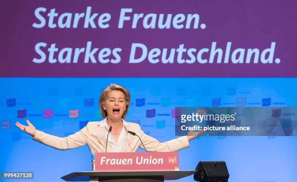 Dpatop - German Minister of Defence Ursula von der Leyen speaks at the Day of Federal Delegates of the Women's Union in Braunschweig, Germany, 26...