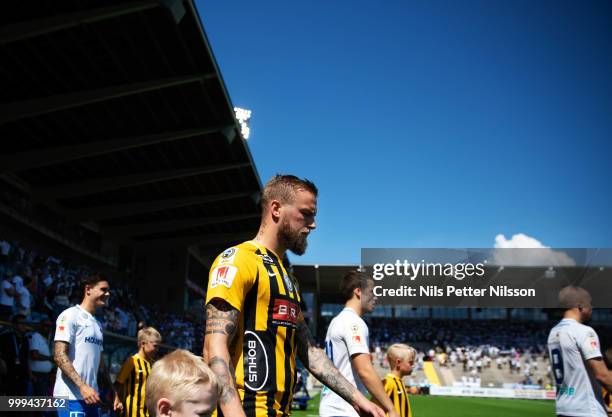 Alexander Faltsetas of BK Hacken walks on the pitch during the Allsvenskan match between IFK Norrkoping and BK Hacken at Ostgotaporten on July 15,...