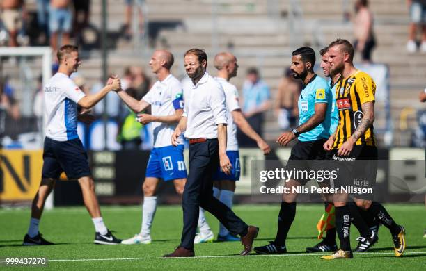 Andreas Alm, head coach of BK Hacken dejected ater the Allsvenskan match between IFK Norrkoping and BK Hacken at Ostgotaporten on July 15, 2018 in...