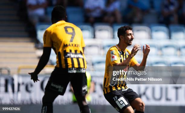 Daleho Irandust of BK Hacken dejected during the Allsvenskan match between IFK Norrkoping and BK Hacken at Ostgotaporten on July 15, 2018 in...