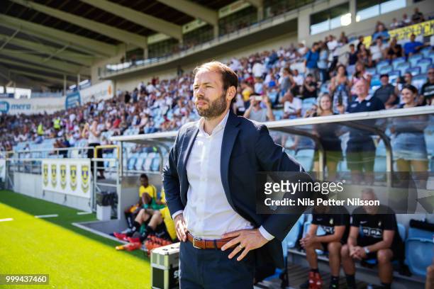 Andreas Alm, head coach of BK Hacken during the Allsvenskan match between IFK Norrkoping and BK Hacken at Ostgotaporten on July 15, 2018 in...