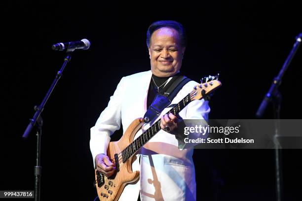 Singer Del Ramos of the classic rock band The Association performs onstage during the Happy Together tour at Saban Theatre on July 14, 2018 in...