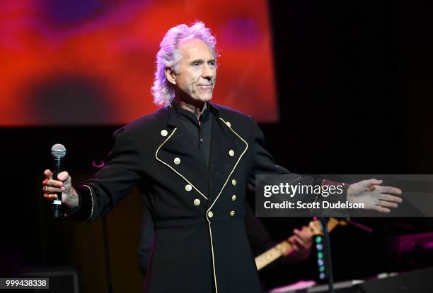 Singer Gary Puckett of the classic pop rock band Gary Puckett and the Union Gap performs onstage during the Happy Together tour at Saban Theatre on...