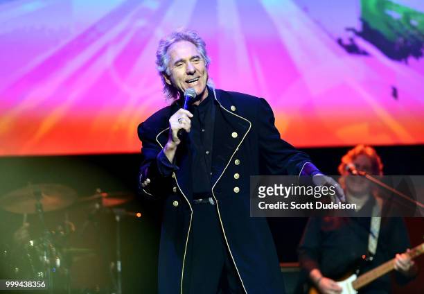 Singer Gary Puckett of the classic pop rock band Gary Puckett and the Union Gap performs onstage during the Happy Together tour at Saban Theatre on...
