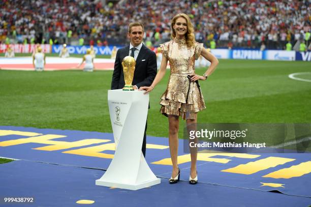 Former German International Footballer, Philipp Lahm and Philanthropist, Natalia Vodianova present the 2018 FIFA World Cup Original Trophy ahead of...