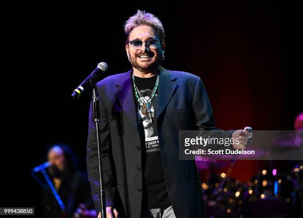 Musician Chuck Negron, former singer of the classic rock band Three Dog Night, performs onstage during the Happy Together tour at Saban Theatre on...
